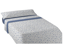 Juego de sábanas tejido microfibra-coralina 240g/m² para cama de 90cm, estampado color azul KARAMELO HOME.