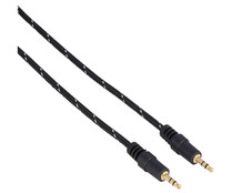 Cable QILIVE de Jack 3,5mm macho a Jack 3,5mm macho, 1,2 metros, terminales dorados, cable de Nylon trenzado, color negro.