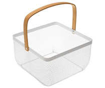 Cesta con rejilla de metal y asa para servilletas, 24x24x15cm., VERSA.