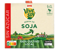 Bebida de soja sin azúcar, de cultivo 100% local VIVESOY de Pascual 6 x 1 l.