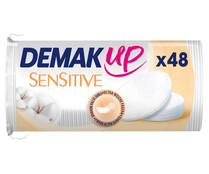 Discos desmaquillantes redondos de algodón, para pieles sensibles DEMAK UP Sensitive 48 uds.