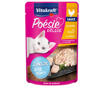 Alimento húmedo completo gatos jóvenes sabor pollo VITAKREAFT POESIES DELICE 85 g.