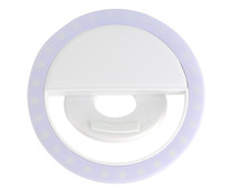 Aro de luz para selfies QILIVE, 28 LEDs, 3 modos de iluminación, fijación por clip, anillo de 28,5 cm.