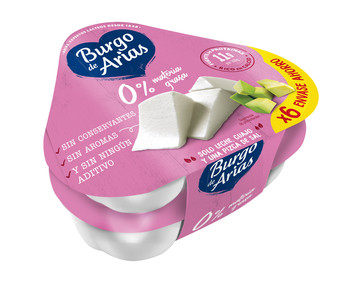Queso fresco desnatado BURGO DE ARIAS tarrina de 72 g. pack de 6 uds. Queso fresco desnatado BURGO DE ARIAS tarrina de 72 g. pack de 6 uds.