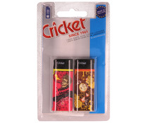 Lote de 2 mecheros electrónicos con sistema de seguridad anti-niños CRICKET. Lote de 2 mecheros electrónicos con sistema de seguridad anti-niños CRICKET.