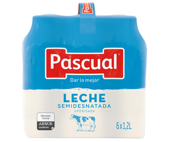 Leche semidesnatada PASCUAL 6 x 1.2 l. Leche semidesnatada PASCUAL 6 x 1.2 l.