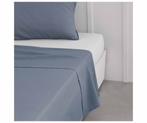 Juego de sábanas de franela para cama de 105cm, 100% Algodón. Bicolor gris/azul.