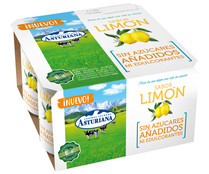 Yogur con sabor a limón y sin azúcares añadidos ni edulcorantes CENTRAL LECHERA ASTURIANA 4 x 125 g.
