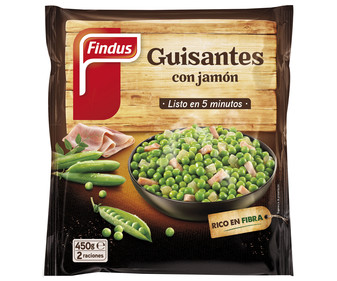 Guisantes con jamón ultracongelados FINDUS 450 g. Guisantes con jamón ultracongelados FINDUS 450 g.