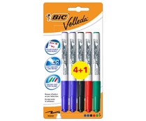 5 rotuladores para pizarra blanca, punta media, varios colores BIC Velleda.