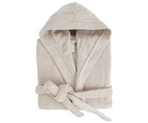 Albornoz con capucha para adulto talla XL, tejido 100% algodón 420g/m², color beige ACTUEL.