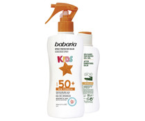 Protector solar especial niños con FPS (50+) + bálsamo aftersun (100 ml) BABARIA Kids.