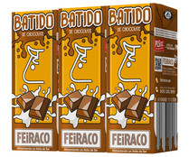 Batido de chocolate elaborado con leche de origen gallego FEIRACO 3 x 200 ml.
