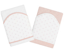 Capa de baño para bebés de 75x75cm,  blanco y rosa, PISPAS.