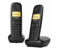 Teléfono inalámbrico dúo GIGASET A170 negro, identificador llamadas, agenda 25 contactos. pantalla iluminada.