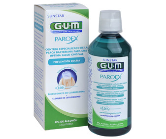 Enjuague bucal sin alcohol y de uso diario, para la prevención diaria protector de las encías sensibles GUM Paroex 500 ml. Enjuague bucal sin alcohol y de uso diario, para la prevención diaria protector de las encías sensibles GUM Paroex 500 ml.