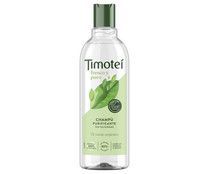 Champú purifiacante con té verde orgánico, para cabello normal a graso TIMOTEI Fresco y puro 400 ml.