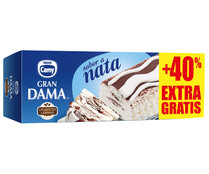 Tarta helada de nata con crujientes láminas de chocolate GRAN DAMA de Nestlé 850 ml.