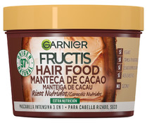 Mascarilla extra nutritiva con manteca de cacao, para cabello rizado, seco FRUCTIS Hair food de Garnier 390 ml.