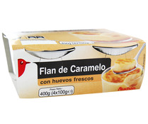 Flan de caramelo, realizado con huevos frescos PRODUCTO ALCAMPO 4 x 100 g.