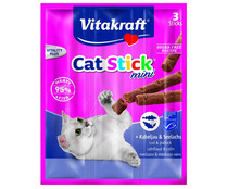 Snacks gatos, mini sticks bacalao y atún VITAKRAFT CAT STICK 3 uds 18 g.