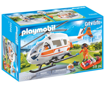 Helicóptero de rescate con accesorios y 3 figuras, City Life 70048 PLAYMOBIL. Helicóptero de rescate con accesorios y 3 figuras, City Life 70048 PLAYMOBIL.