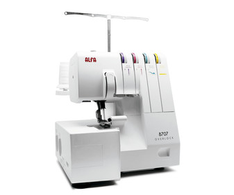 Máquina de coser ALFA Remalladora 8707, longitud variable 1,1-4 mm-ancho, remallado variable 2,3-7mm, motor 120W.
