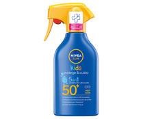 Spray solar hidratante, especial niños, con factor de protección 50+ (muy alto) NIVEA Sun kids protege & cuida 270 ml.