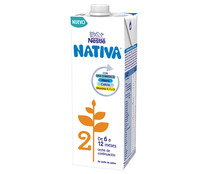Leche (2) de continuación líquida, de 6 a 12 meses NATIVA de Nestlé 1 l.