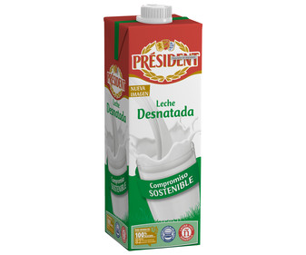 Leche desnatada de vaca de origen 100% española PRÉSIDENT 1 l. Leche desnatada de vaca de origen 100% española PRÉSIDENT 1 l.