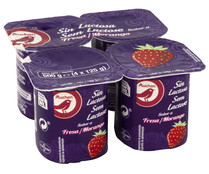 Yogur sin lactosa y con sabor a fresa PRODUCTO ALCAMPO 4 x 125 g.