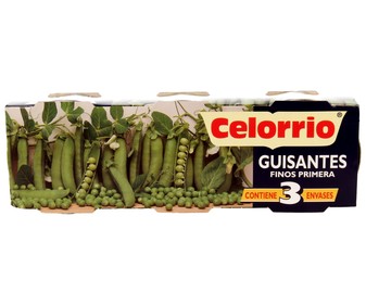 Guisantes finos de primera CELORRIO 3 uds x 60 g. Guisantes finos de primera CELORRIO 3 uds x 60 g.