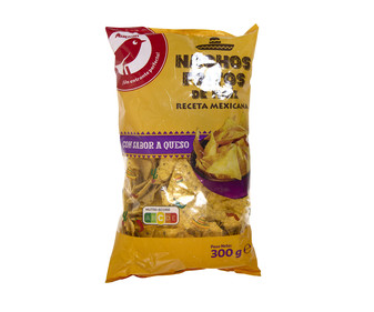 Nachos fritos de maíz con sabor a queso PRODUCTO ALCAMPO 300 g. Nachos fritos de maíz con sabor a queso PRODUCTO ALCAMPO 300 g.