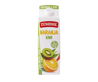 Zumo exprimido de naranja y kiwi ZUMOSOL brick de 1 litro