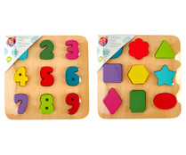 Puzzle de madera con 9 piezas encajables, varios modelos ONE TWO FUN ALCAMPO.