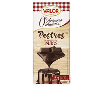 Chocolate puro 52% cacao, especial postres VALOR 200 g. Chocolate puro 52% cacao, especial postres VALOR 200 g.
