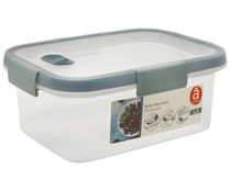 Tupper de plástico rectangular con tapa cierre clip, 1,2 litros ACTUEL.