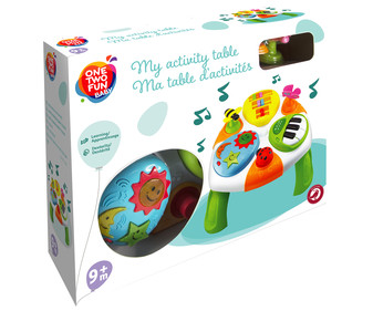 Mesa de actividades extraibles con luces, sonidos, formas y colores ONE TWO FUN ALCAMPO Baby. Mesa de actividades extraibles con luces, sonidos, formas y colores ONE TWO FUN ALCAMPO Baby.