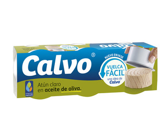 Atún claro en aceite de oliva, vuelca fácil CALVO lata de 52 g. pack de 3 uds. Atún claro en aceite de oliva, vuelca fácil CALVO lata de 52 g. pack de 3 uds.