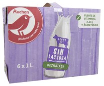 Leche desnatada de vaca, sin lactosa PRODUCTO ALCAMPO 6 x 1l.