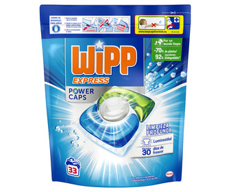 Detergente en cápsulas para lavadora WIPP Power 33 lavados. Detergente en cápsulas para lavadora WIPP Power 33 lavados.