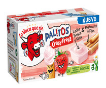 Bastoncitos de pan y leche fresca con nata sabor fresa LA VACA QUE RÍE PALITOS 3 uds. x35 g.