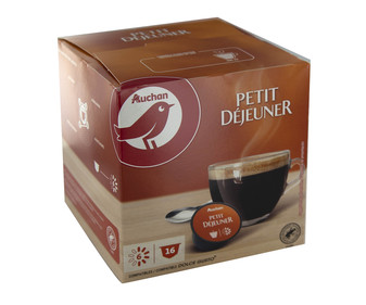 AUCHAN Capsules de café petit déjeuner compatible Dolce gusto 16 capsules  112g pas cher 