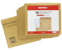 10 sobres de papel Kraft tamaño 180 x 165mm color marrón, con burbujas del número 21 KORES.