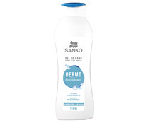 Gel para ducha o baño con pH neutro, especial pieles sensibles SANKO Dermo 600 ml.