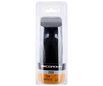 Pomo corto de palanca de cambio, de color negro con costuras en blanco BCCORONA. Pomo corto de palanca de cambio, de color negro con costuras en blanco BCCORONA.