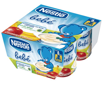 Postre lácteo de yogur multifrutas, para bebés a partir de 6 meses NESTLÉ Bebé 4 x 100 g. Postre lácteo de yogur multifrutas, para bebés a partir de 6 meses NESTLÉ Bebé 4 x 100 g.