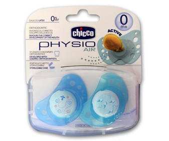 Chupete de caucho y de color azul para recien nacidos CHICCO Physio air 2 uds. Chupete de caucho y de color azul para recien nacidos CHICCO Physio air 2 uds.