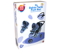 Carro para pasear tus muñecos bebes gemelos ONE TWO FUN ALCAMPO. Carro para pasear tus muñecos bebes gemelos ONE TWO FUN ALCAMPO.