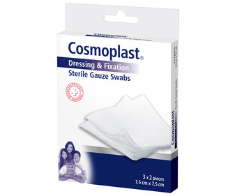 Gasas esterilizadas de 7.5 x 7.5 cm COSMOPLAST 3 uds. Gasas esterilizadas de 7.5 x 7.5 cm COSMOPLAST 3 uds.